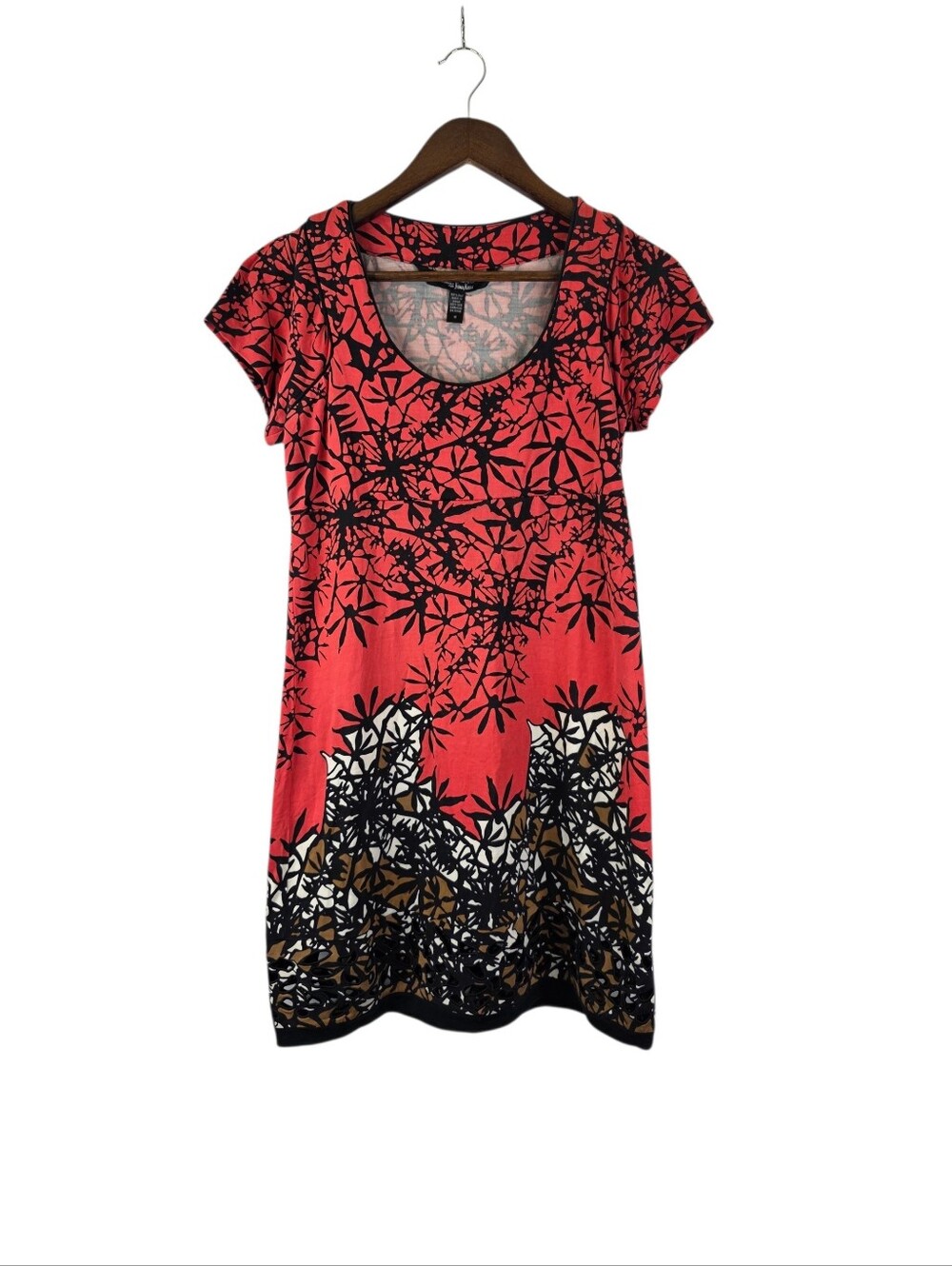 Diane von Furstenberg Size 10 Mallorie Dress Red Black Bamboo Plant Print Silk